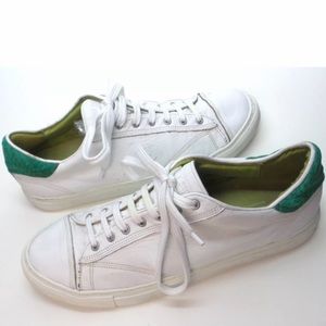 SLATE & STONE Enzo White Green Gator Low Top